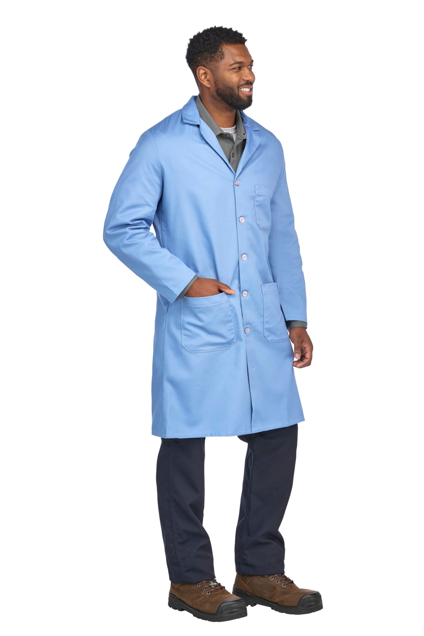 Bulwark Men's FR Lab Coat, Light Blue, Medium