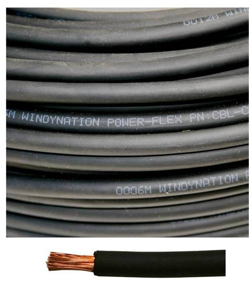 2 Gauge 2 AWG 10 Feet Black Welding Battery Pure Copper Flexible Cable Wire - Car, Inverter, RV, Solar