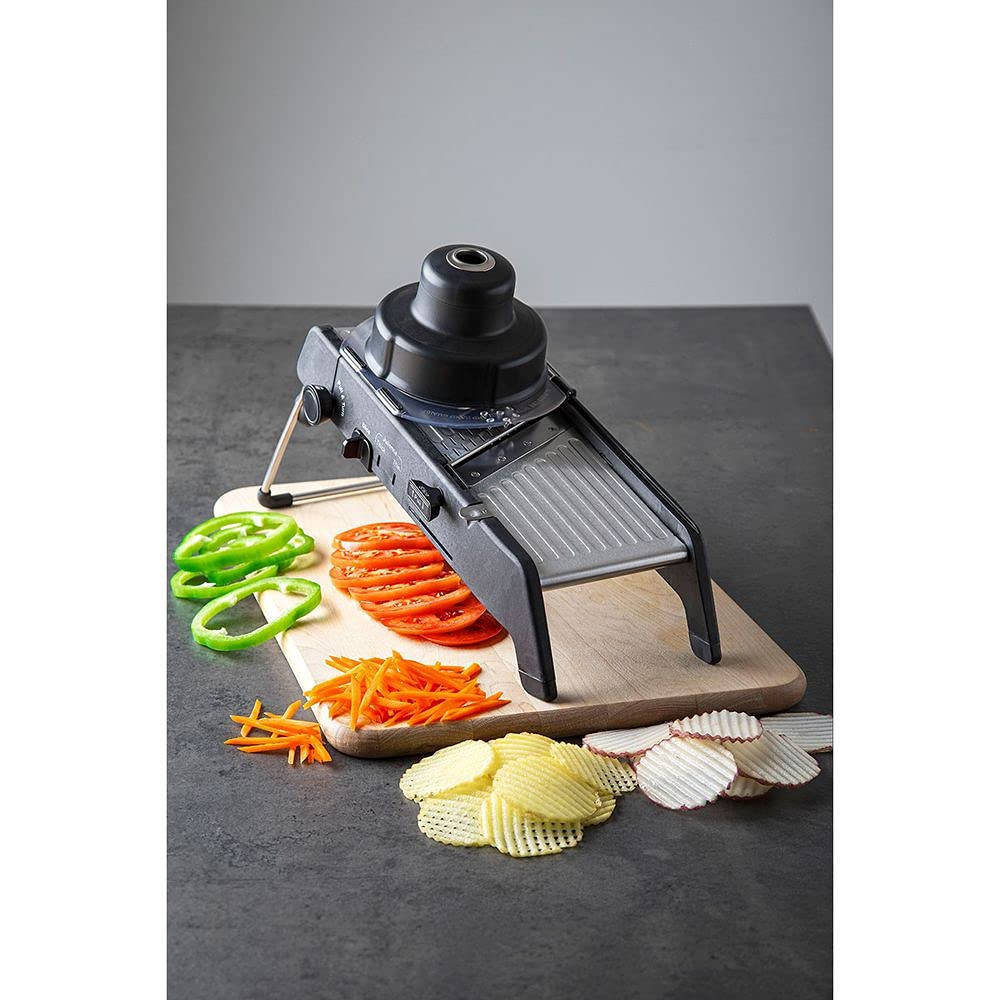 PL8 Professional Mandoline 2.0 - Adjustable Mandoline Slicer with 4 Cutting Thicknesses, Spring-Loaded Hand Guard, Stainless Steel Slicing Ramp, Foldable Non-Skid Feet for Safe, Convenient Food Prep