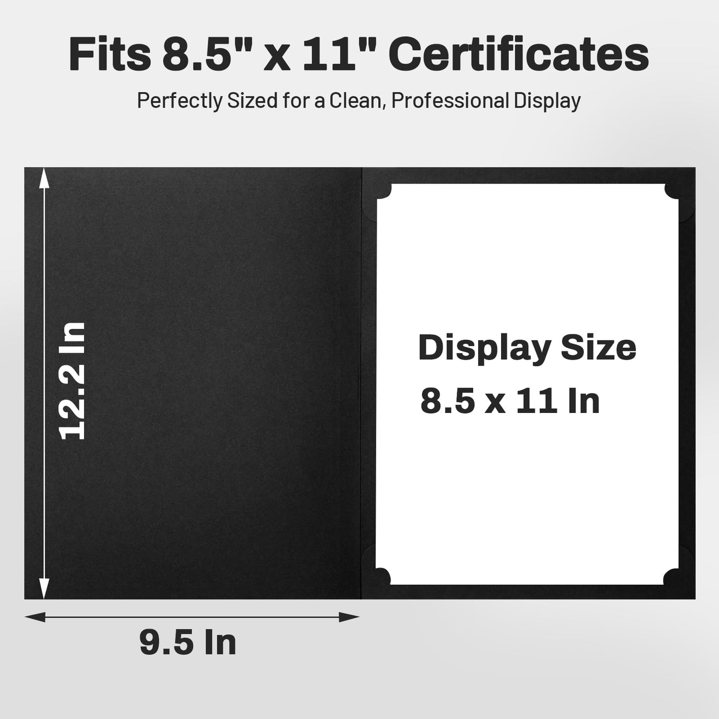 SUNEE Certificate Holders(Black, 50 Packs), Diploma Covers Gold Foil Border, for Letter Size 8.5x11 Certificates, Cardstock, Document Papers