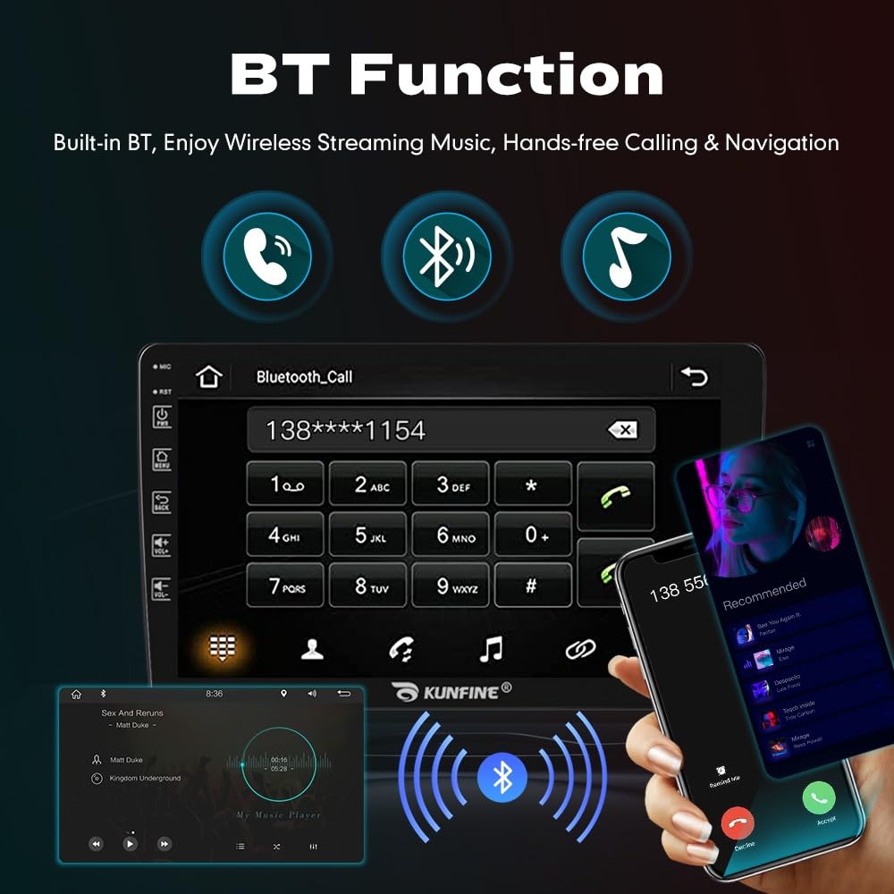 KUNFINE Android Autoradio Car Navigation Stereo GPS Radio 10" IPS Touch Screen Pad BT WiFi Headunit Tablet for Honda Civic 2004-2011 if Applicable Quad Core 1G+16G