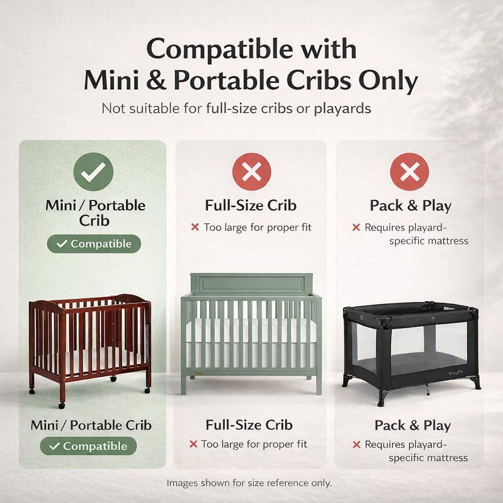 Dream On Me Snuggles Extra Firm Dual-Sided Baby Crib Mattress with Breathable Fabric, Water & Odor Resistant, GREENGUARD Gold Certified, Fits Mini & Portable Cribs (38”x 24”x 3”) - Blue Mist