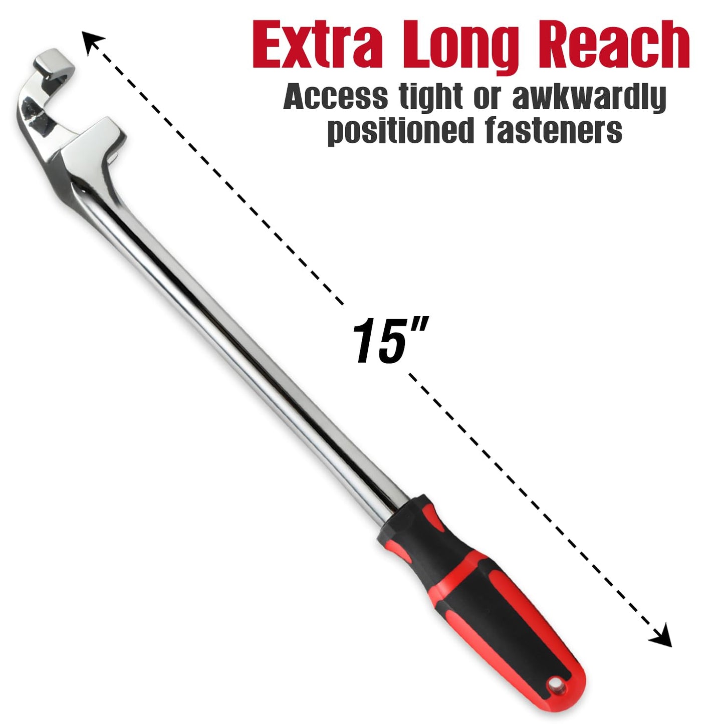 CROM 15-Inch Wrench Extender Tool - Extension Wrench Torque Multiplier Tool Bar For Maximum Leverage, Offers Extra Torque To Remove Tight Fasteners, Ideal for DIY and Mechanics