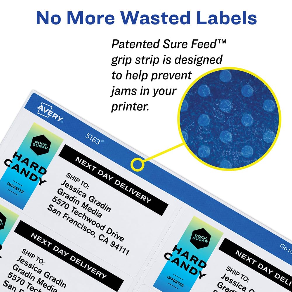 Avery Printable Shipping Labels with Sure Feed, 3.5" x 5", White, 1,000 Blank Mailing Labels (95935)