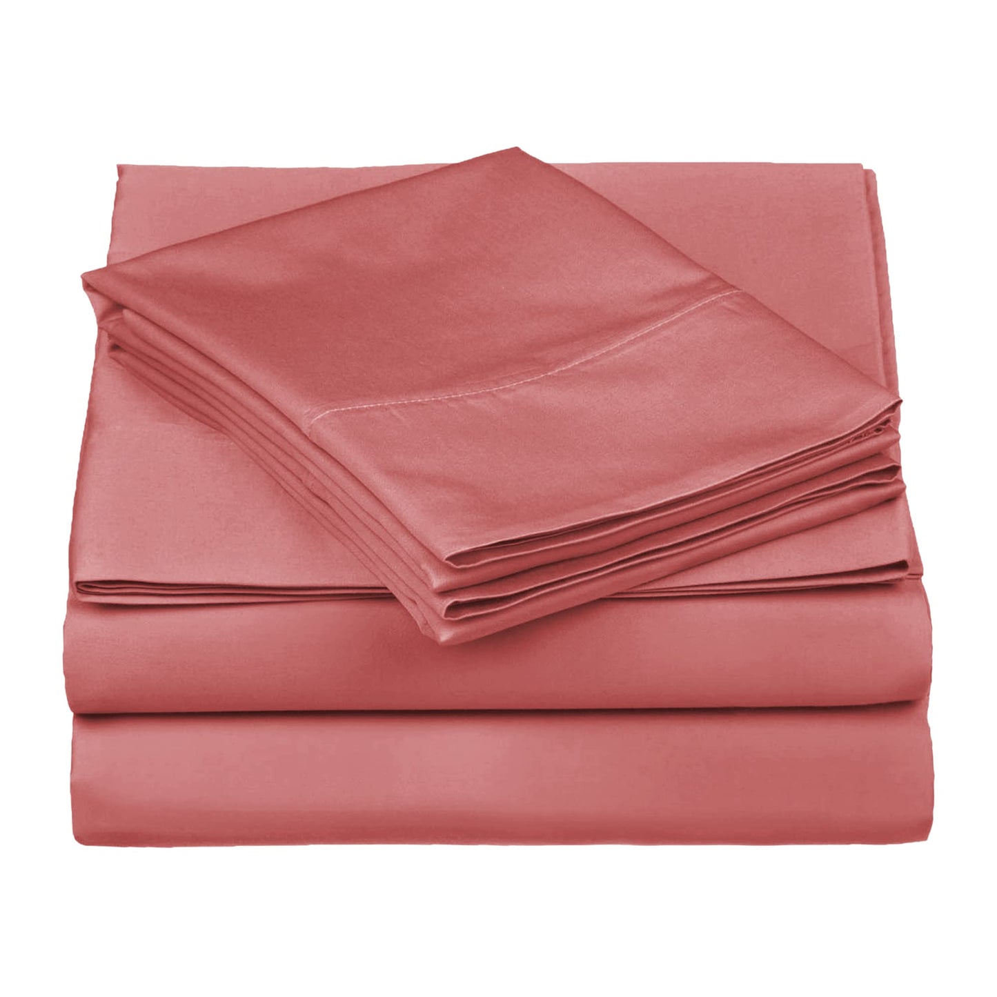 Superior Egyptian Cotton 530 Thread Count Bed Sheet Set, 1 Elastic Deep Pocket Fitted Sheet, 1 Flat Sheet, 2 Pillowcases, Soft Bedding, Luxury Sheets, Sateen Weave, Full Size, Blush