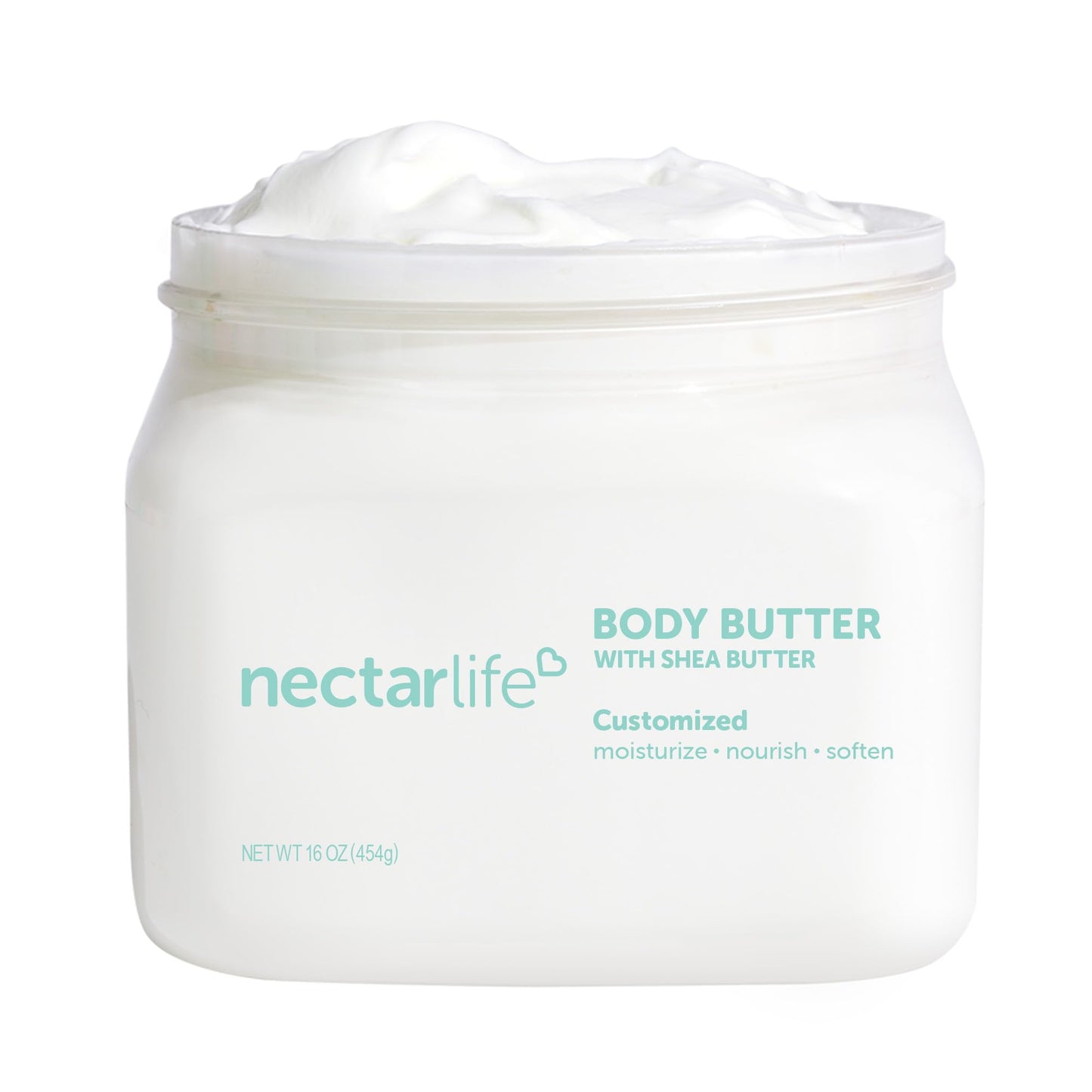 Nectar Bath Treats Body Butter, Whipped Shea Butter, Large Unscented Body Cream for Moisturizing Dry Skin, Hydrating Vegan Shea Lotion for Women, 16 oz. (Fragrance Free, Large)