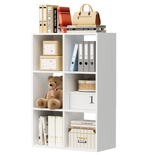 COMHOMA 6 Wood Cube Storage Organizer with Open Back and Removable Back Panels, 11In White Cube Storage Bookshelf, Cubicle Shelf Bookcase for Home Office Bedroom Living Room, Vertical or Horizontal
