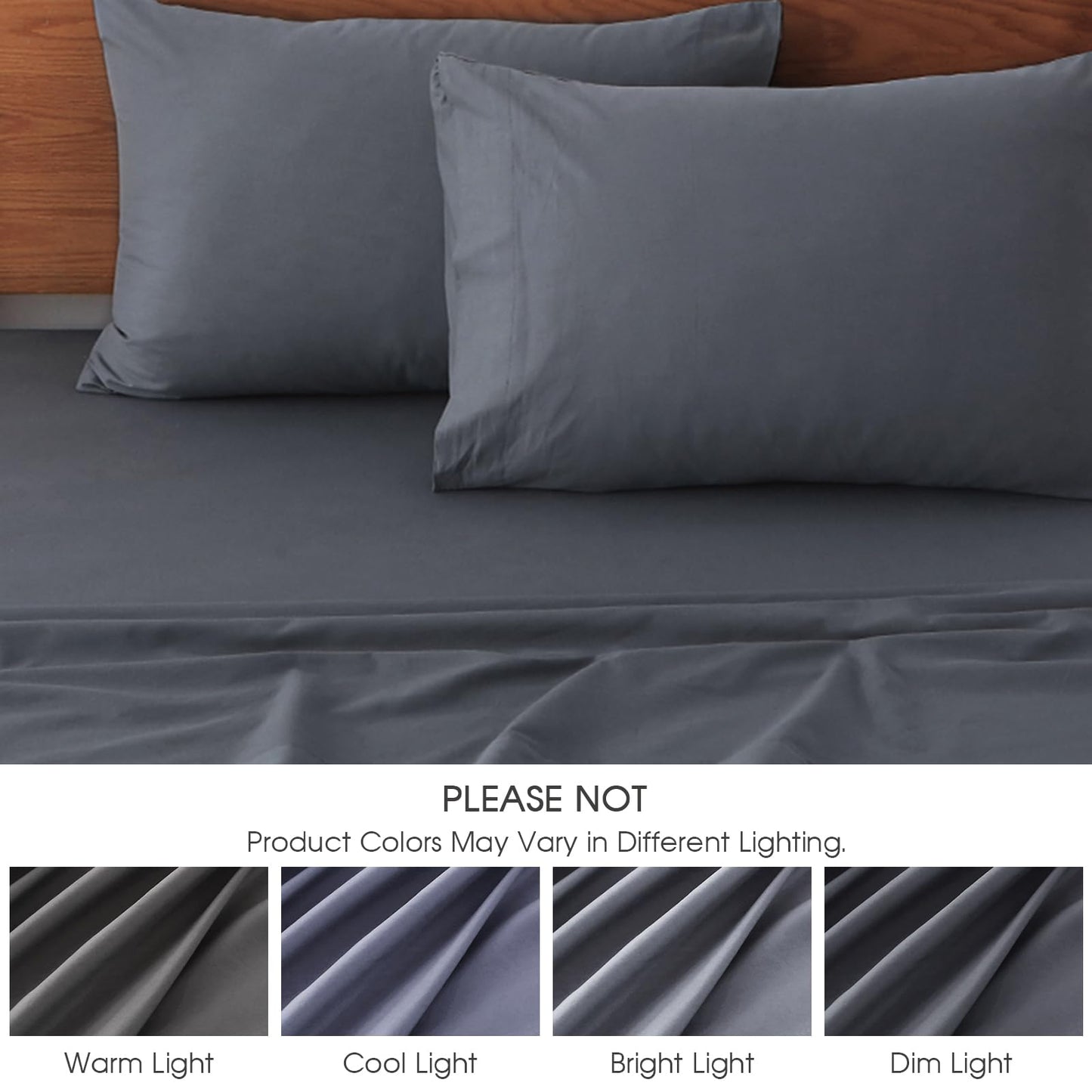 HYPREST Extra Deep Pocket Queen Sheet Sets Fits 18"-24" in Deep Mattress -100% Cotton Queen Sheet Set,Grey Hotel Luxury Soft Wrinkle Free Cooling Sheet Sets for Queen Bed Deep Pocket