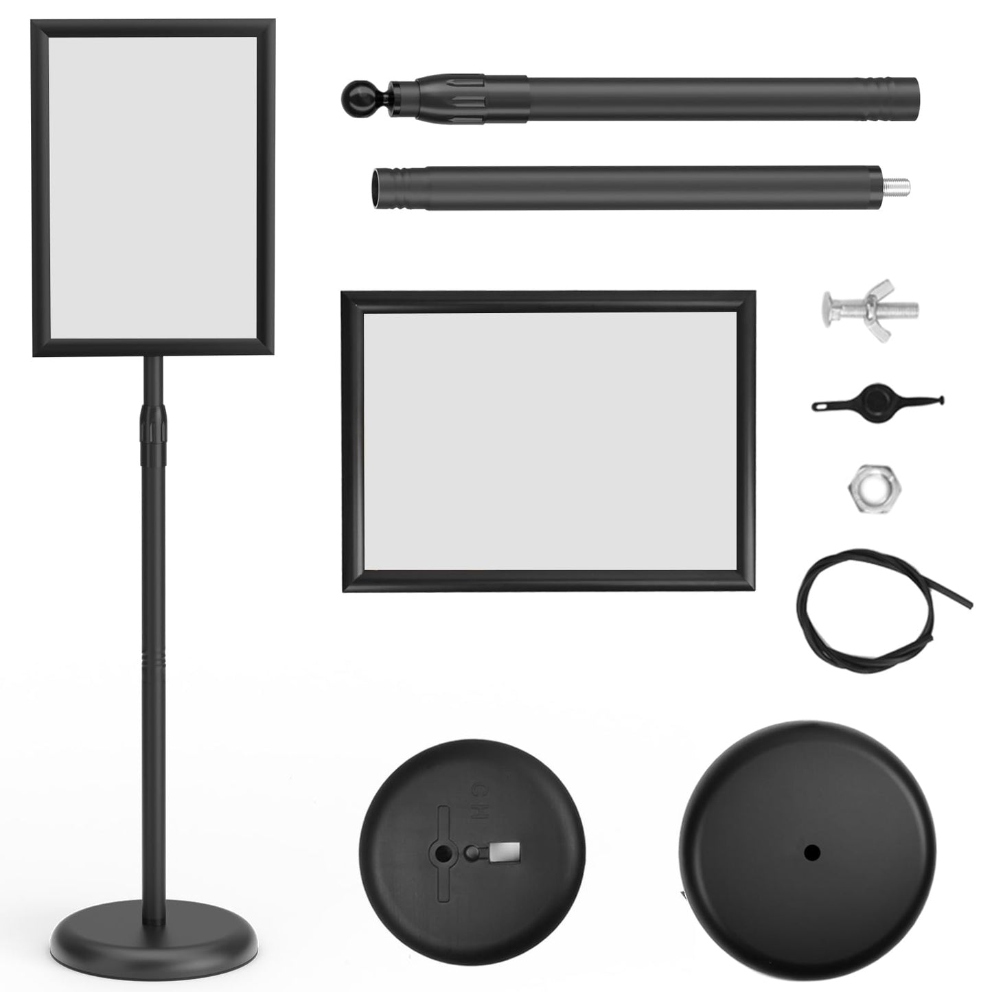 GUOHONG 2 Pack Heavy Duty Sign Stand Adjustable 8.5 x 11 Inch Sign Holder Aluminum Snap Open Frame Floor Poster Stand Vertical Horizontal