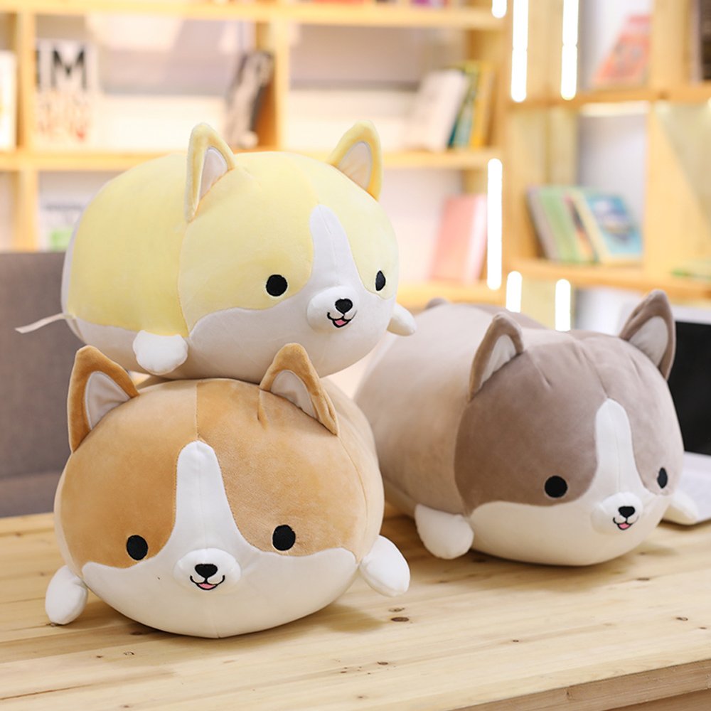 (45cm , Brown) - Levenkeness Corgi Dog Plush Pillow, Soft Cute Shiba Inu Akita Stuffed Animals Toy Gifts (brown, 45cm )