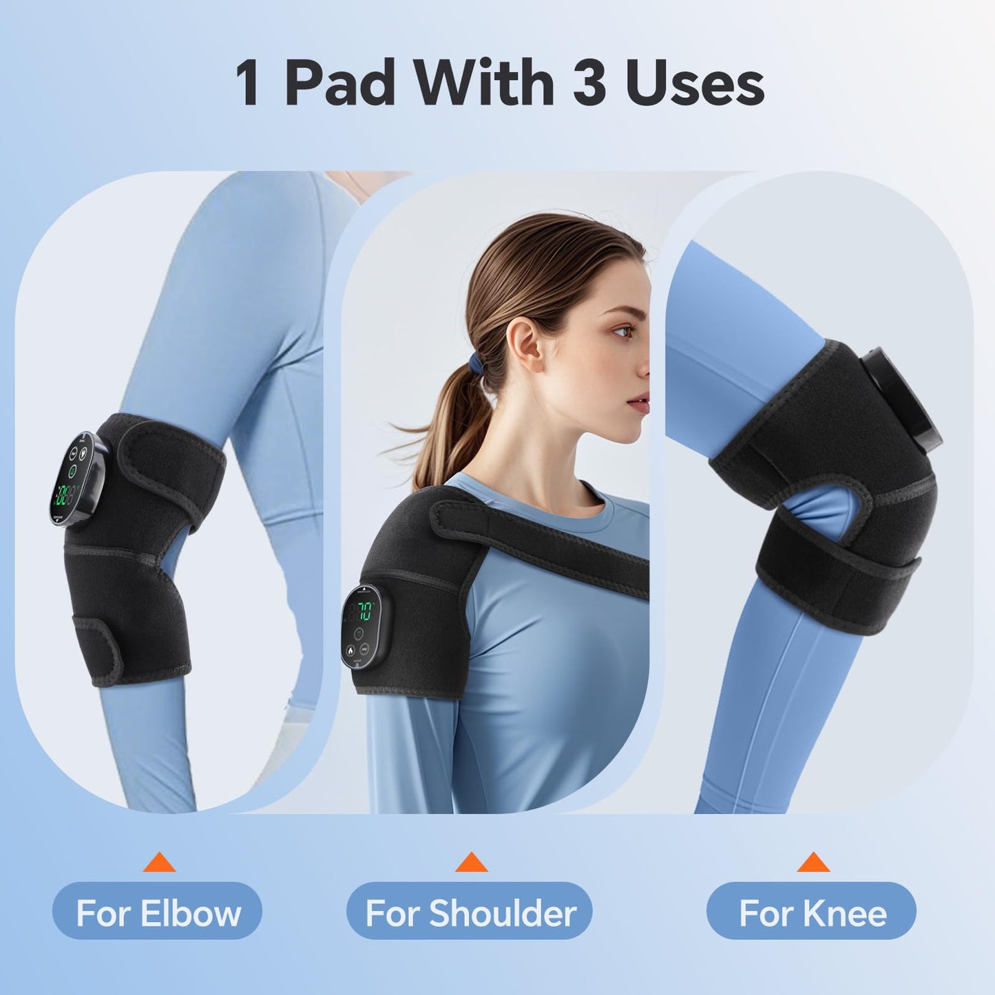Heating Pad for Knee Pain Relief - Cordless Heated Knee Brace with Massager, Heating Knee Warmers Wrap & Arthritic Knees, Ideal for Arthritis & Joint Pain 2PCS