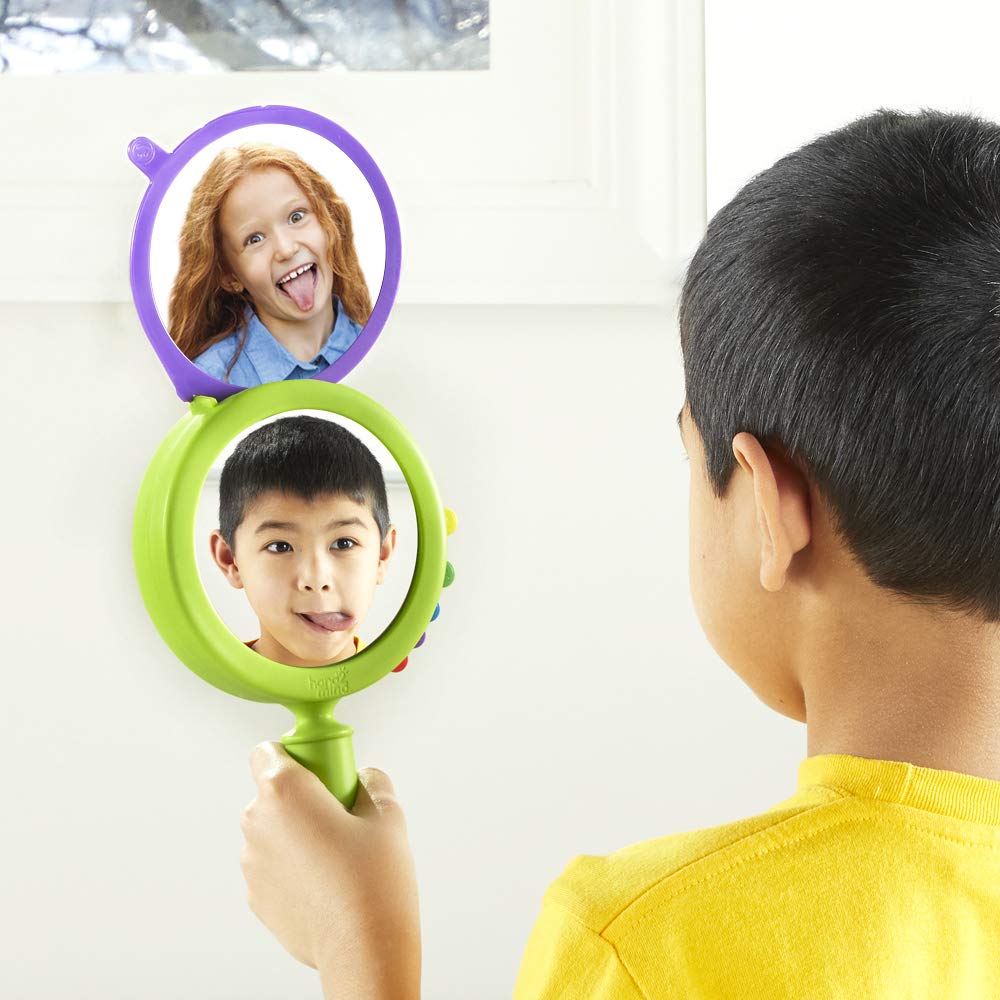 hand2mind See My Feelings Mirror, Social Emotional Learning Mirror, Sensory Toys for Toddler Learning, Anxiety Relief for Kids, Mindfulness for Kids, Kindergarten Homeschool Supplies (Pack of 4)