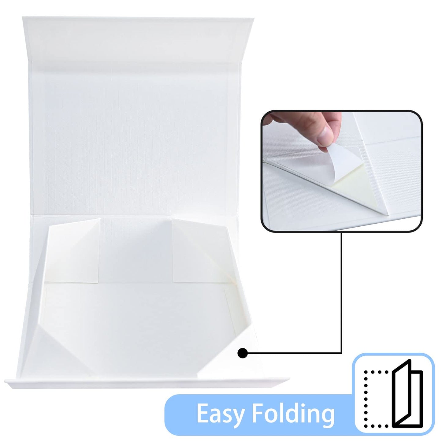LIFELUM Christmas Gift Boxes with Lids for Presents 5 Pack White Gift Boxes 13.85 x 8.35 x 4.45 inch Large Gift Box Contains Card,Sticker,Ribbon, Shredded Paper Filler for Anniversary, Weeding Gifts