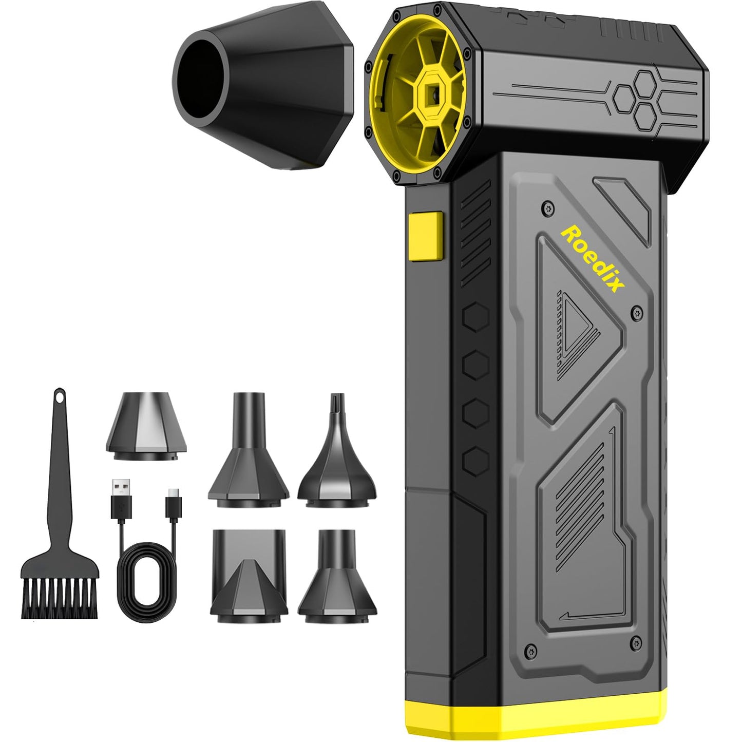 Compressed Air Duster, 150000RPM Electric Air Duster, Replace Compressed Air Can - No Canned Air, Portable Air Blower for Computer, Keyboard Clean, Car,Home Cleaning (Yellow)
