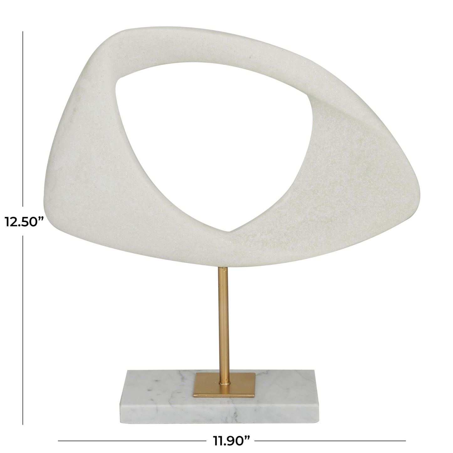 Deco 79 Polystone Abstract Decorative Sculpture Cut-Out Home Decor Statue with Marble Stand, Accent Figurine 12" x 3" x 13", White