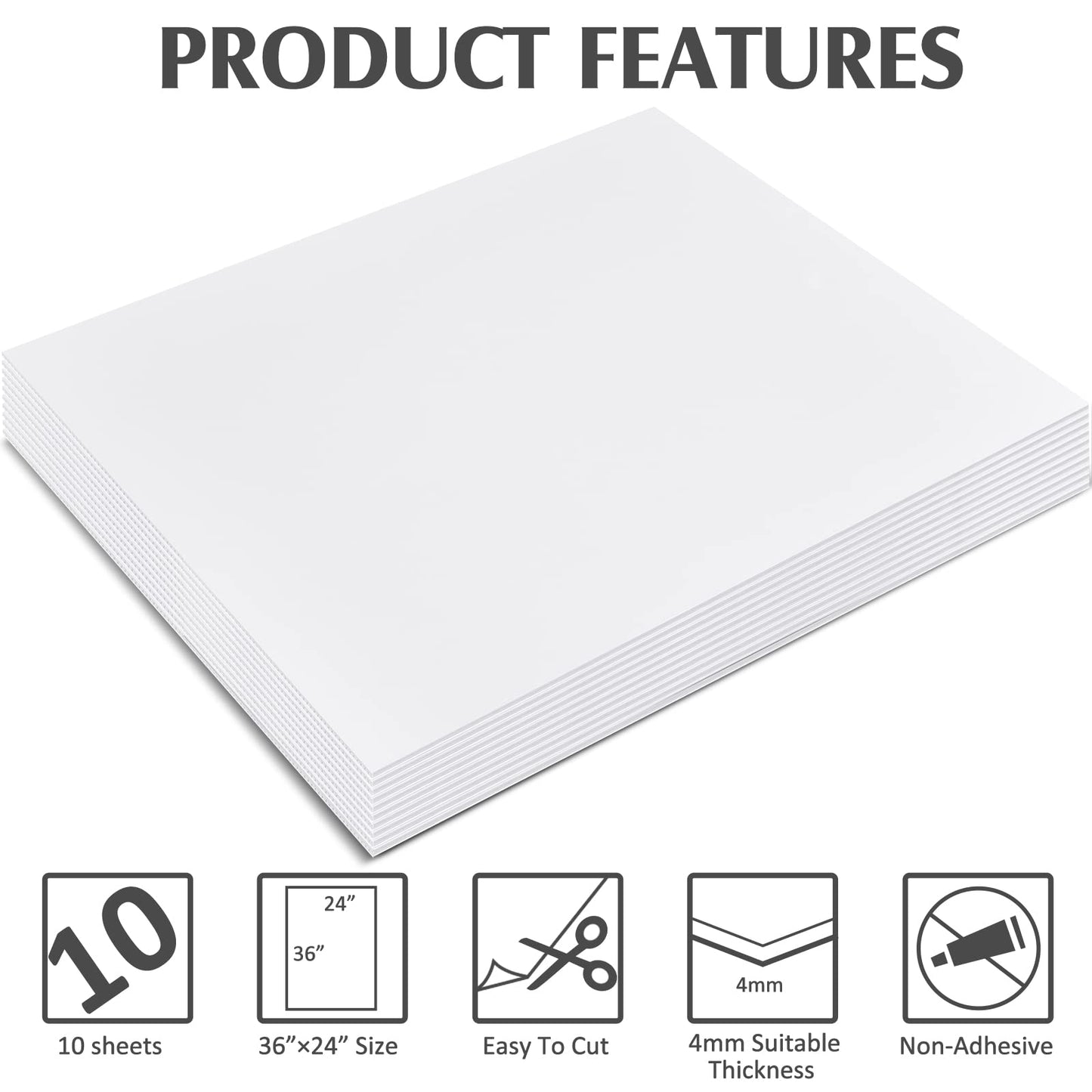 Patelai 10 Pcs 24 x 36 Inches Corrugated Plastic Sheet Corrugated Poster Board 4mm Thick Waterproof Blank Board Sheets Plastic Yard Sign for Garage and Estate Sale, Indoor and Outdoor Use (White)