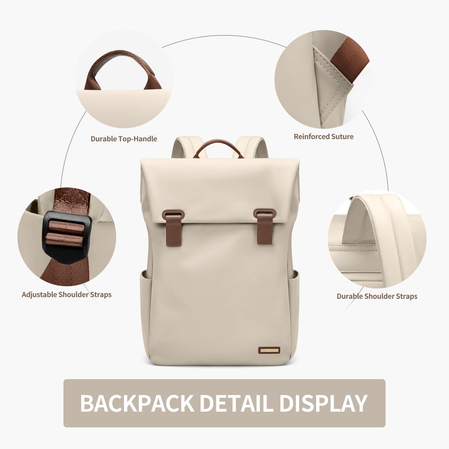 GOLF QUALITYWomen Laptop Backpack Computer Backpacks Carry On Waterproof backpack Fits 15.6Inch Notebook Travel Commute College (Apricot)