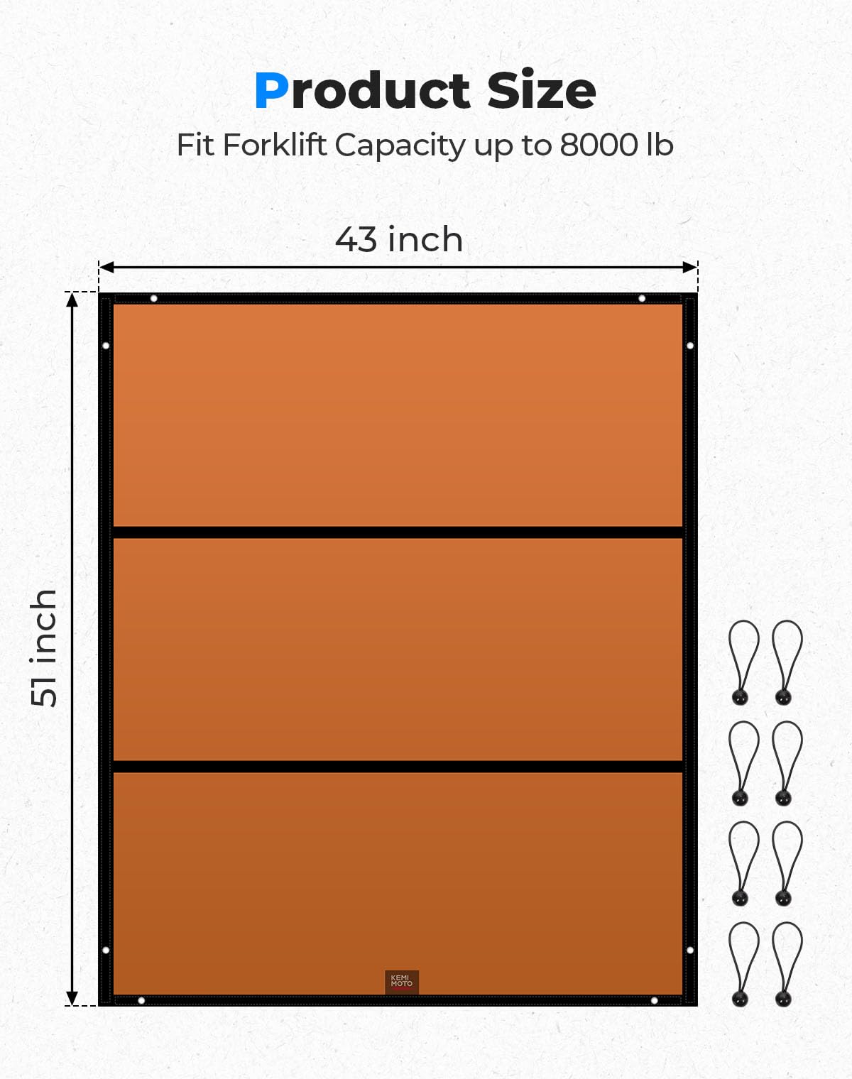KEMIMOTO Forklift Shade Cover Heavy Duty Waterproof Fork Truck Sunshade Top 51in x 43in Anti-UV Rain Canopy Cover for Forklift Capacity up to 8000 lb