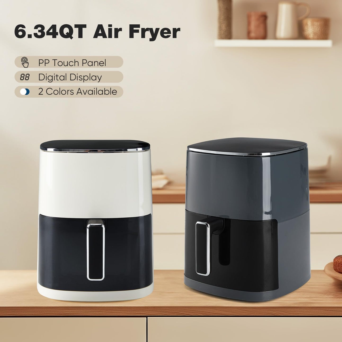 OLIXIS Air Fryer 6 Quart with Window Square Air Fryer 12-in-1 Air Fry, Roast, Reheat, Dehydrate, Bake, Steam, Fries, Custard, Chicken, Wings, Sea Food, Vegetabels,400F