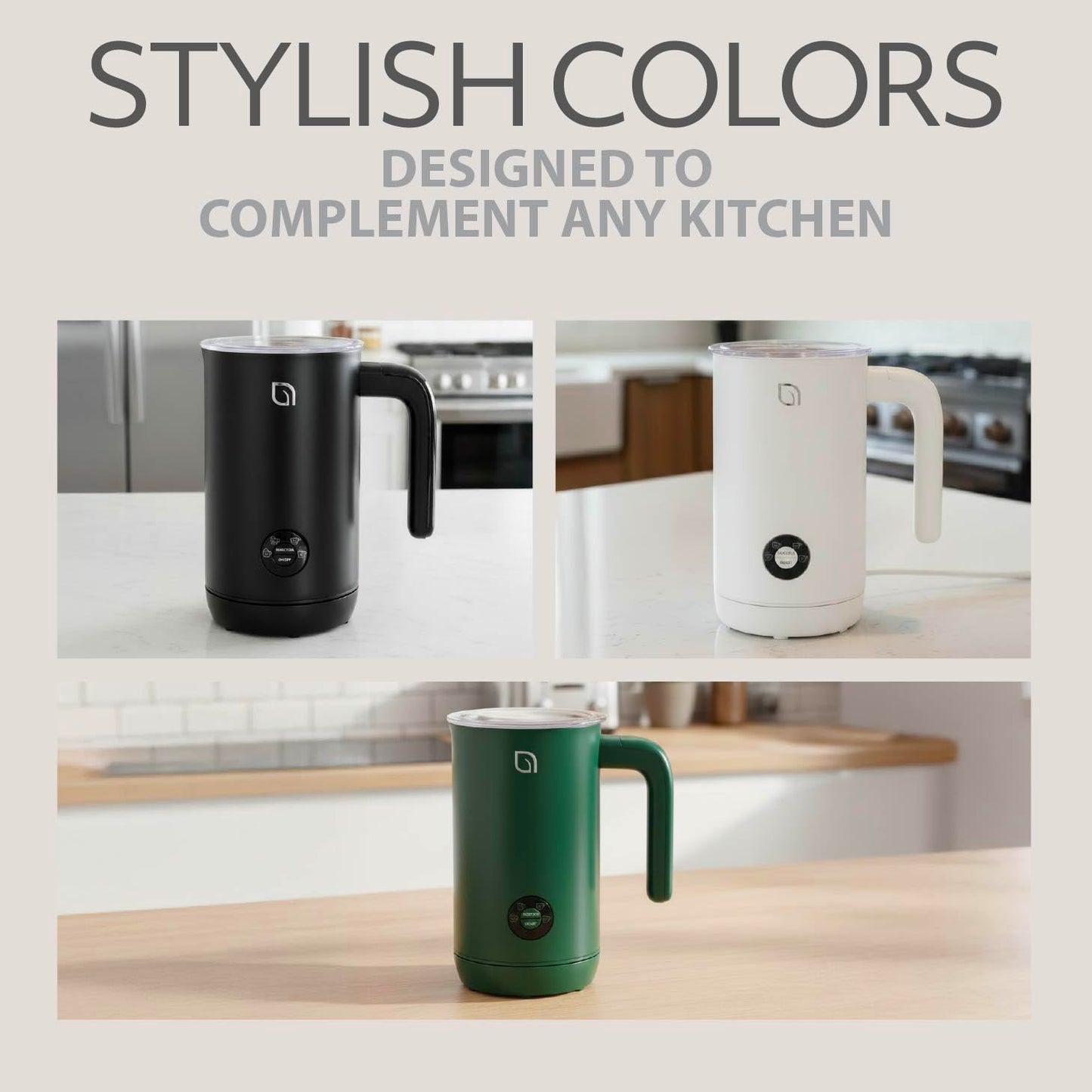 WILLOW Eco Series Milk Frother, 4 in 1 Milk Steamer, One Button Operation Hot and Cold Foam Maker 8.12oz/240ml Milk Warmer for Coffee & Latte, Made from 99% Recycled Plastics, Non-Toxic - GREEN