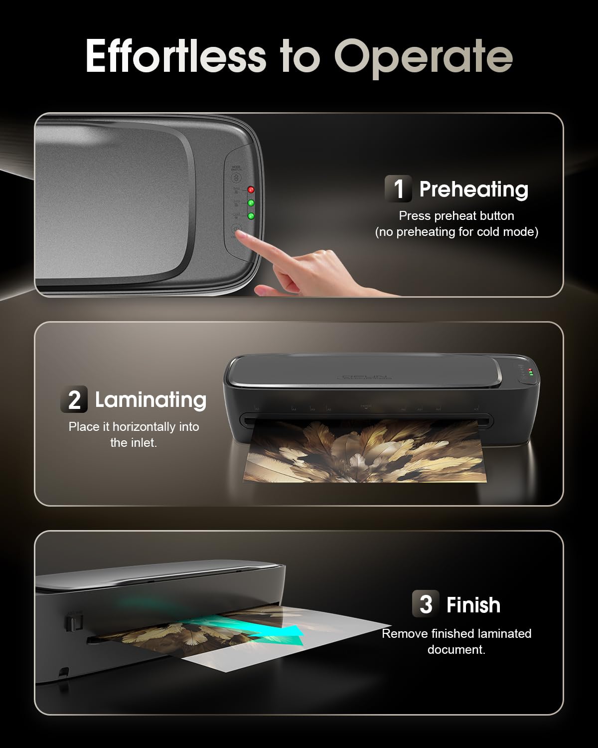 Qfun Laminator Machine 13 Inch Thermal Laminating machine 11x17 with Sheets, Cold Hot Lamination Machine 60S Warm Up Personal Laminator for Teachers, Large A3 Paper Laminate Kit for Office School Home