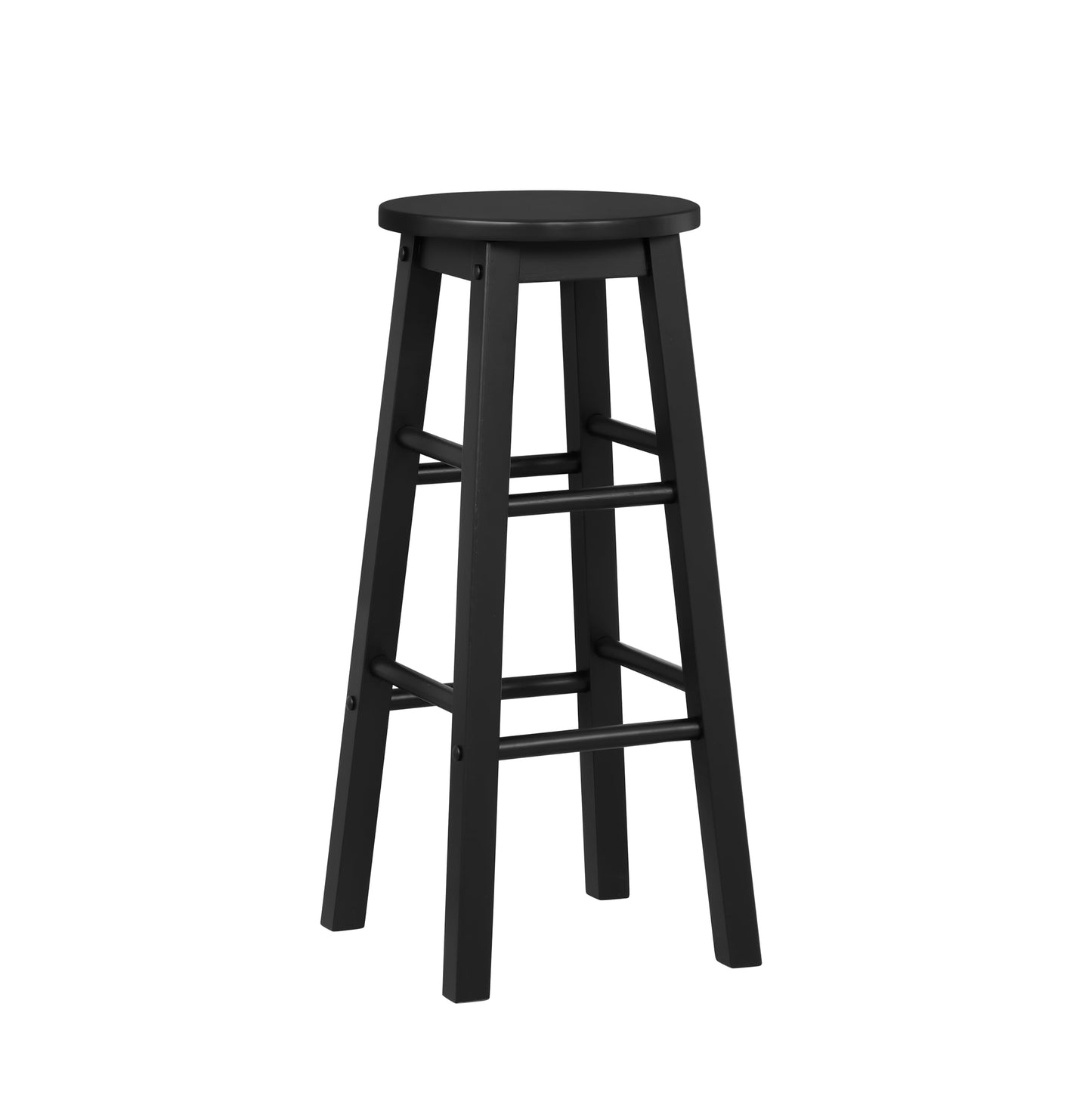 Linon Zeke Black Solid Wood Backless Round Barstool with 29 inch Seat Height