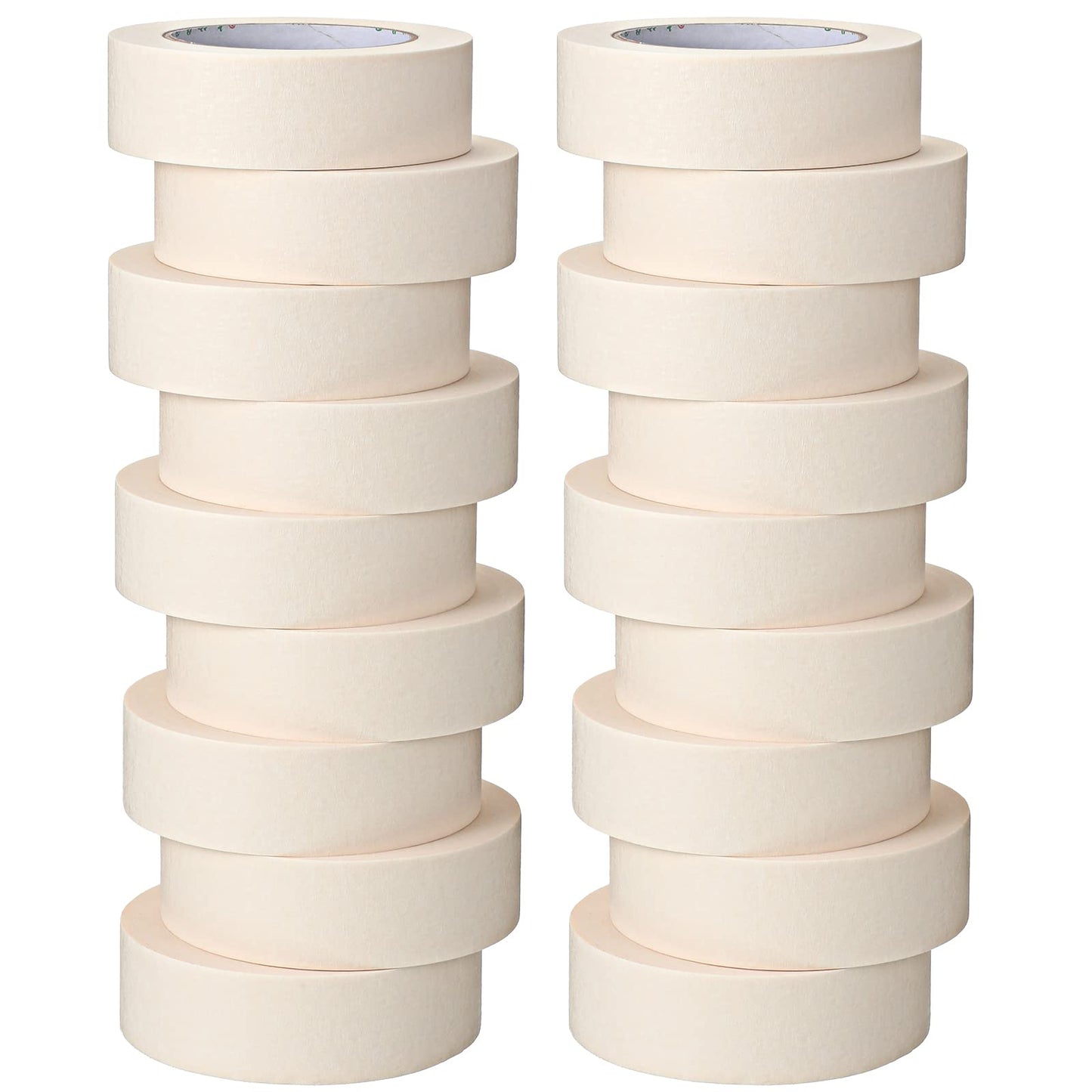 Fainne 18 Rolls Masking Tape Bulk 1.41 Inch Beige Wide Thin White Color Painters Tape for Painting Home Office School Stationery, 1.41 Inches x 55 Yards