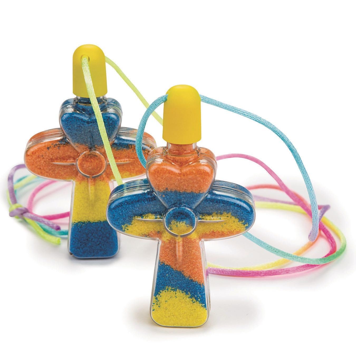 S&S Worldwide Sand Art Cross Necklace Making Kit 2" Wide 3" Tall 24pcs