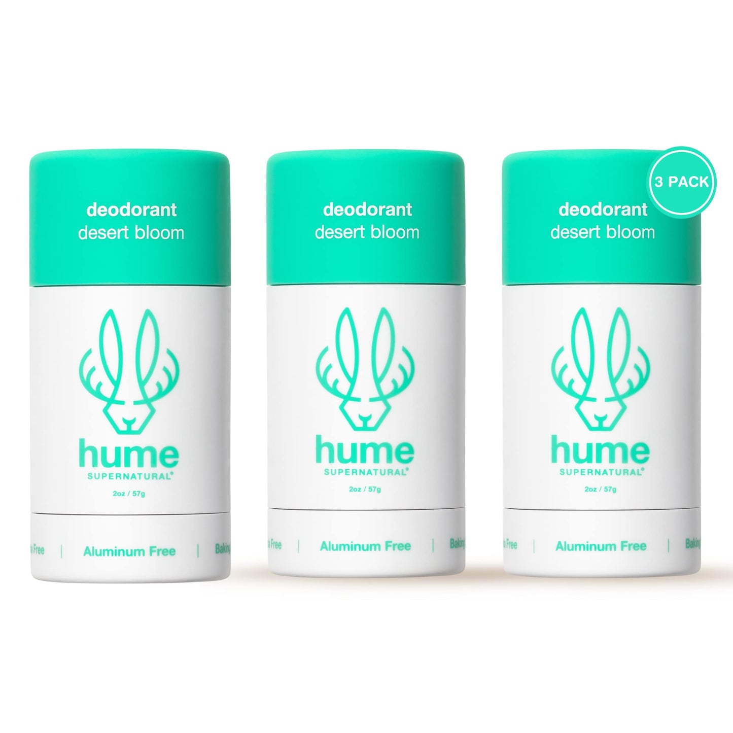 Hume Supernatural Roll On Aluminum Free Deodorant for Women & Men - Safe for Sensitive Skin - Probiotic and Plant-Based - Long-Lasting Moisture Absorbing - Clean and Effective - Desert Bloom, 3-Pack