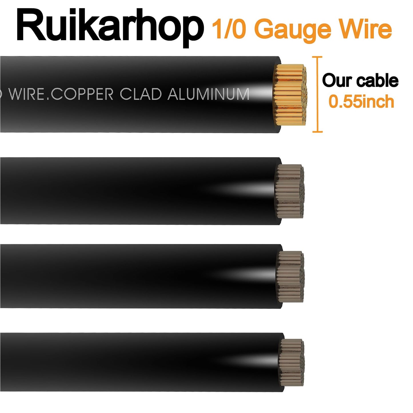 40FT 0 Gauge Wire Copper Clad Aluminum,1/0 Battery Cable,20pcs Lugs Terminal Connectors with 3:1Heat Shrink Tube for Amp,Inverter,Winch,Reducer,Starter,Solar Power,DC Wiring