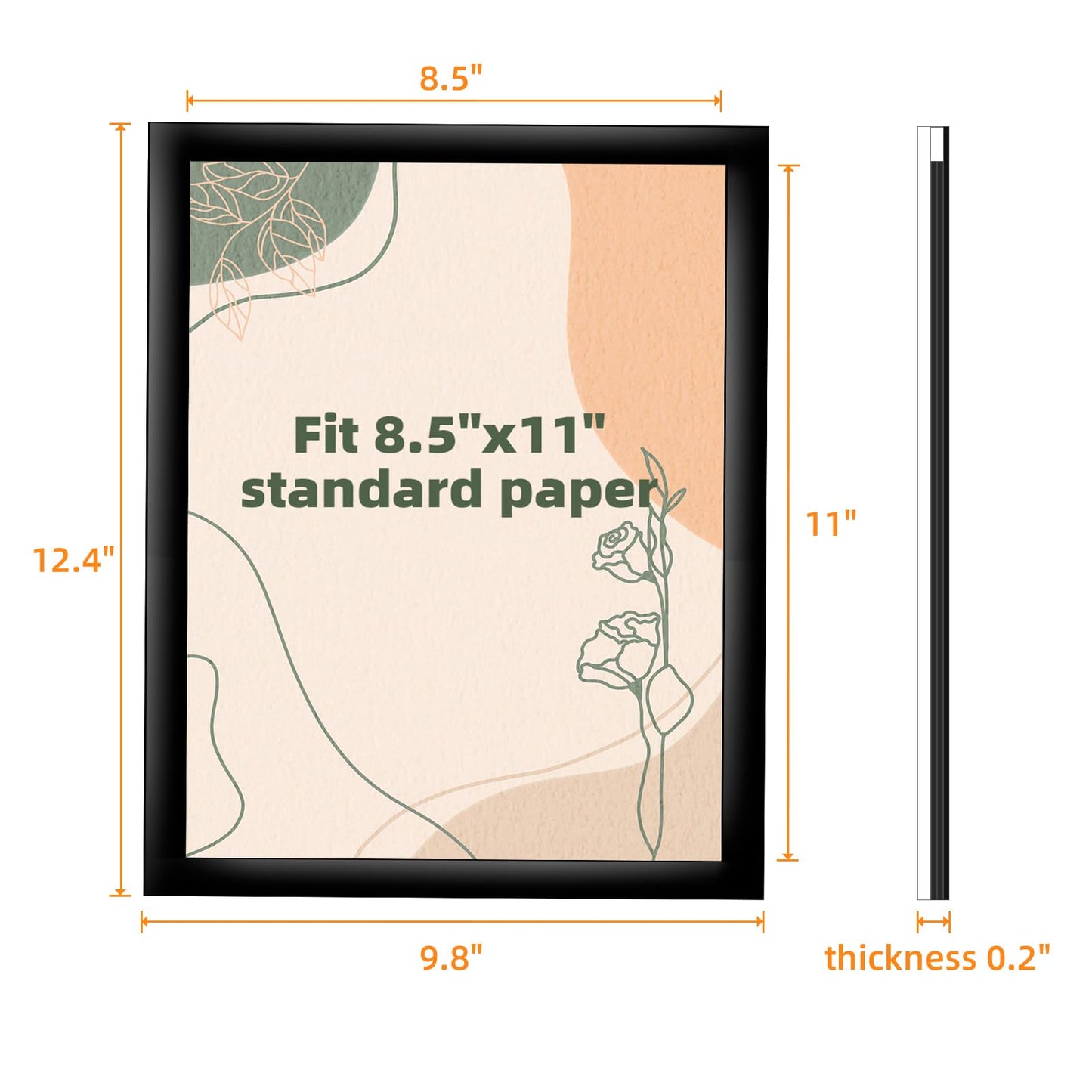 PUJIANG 6 Pack Acrylic Sign Holder 8.5x11 Wall Mount,Clear Wall Sign Holder with Tape,Horizontal & Vertical Display,Plastic Sign Holder for Wall Door Glass Window Fridge-No Drilling
