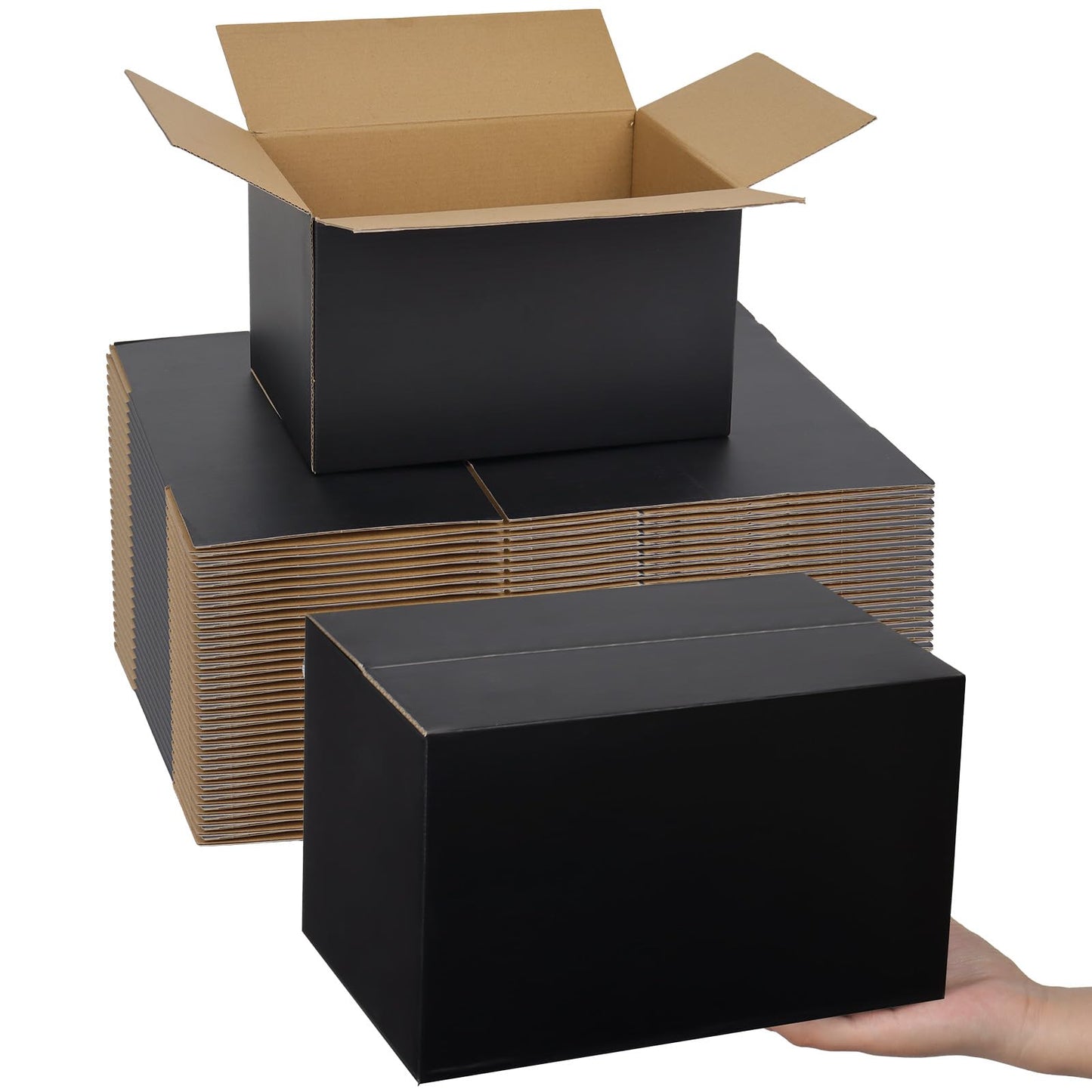 Shipping Boxes Medium 10x7x6 Inches, 30 Pack Mailer Packaging Boxes Bulk, Black Corrugated Cardboard Boxes for Small Business Mailing Packing