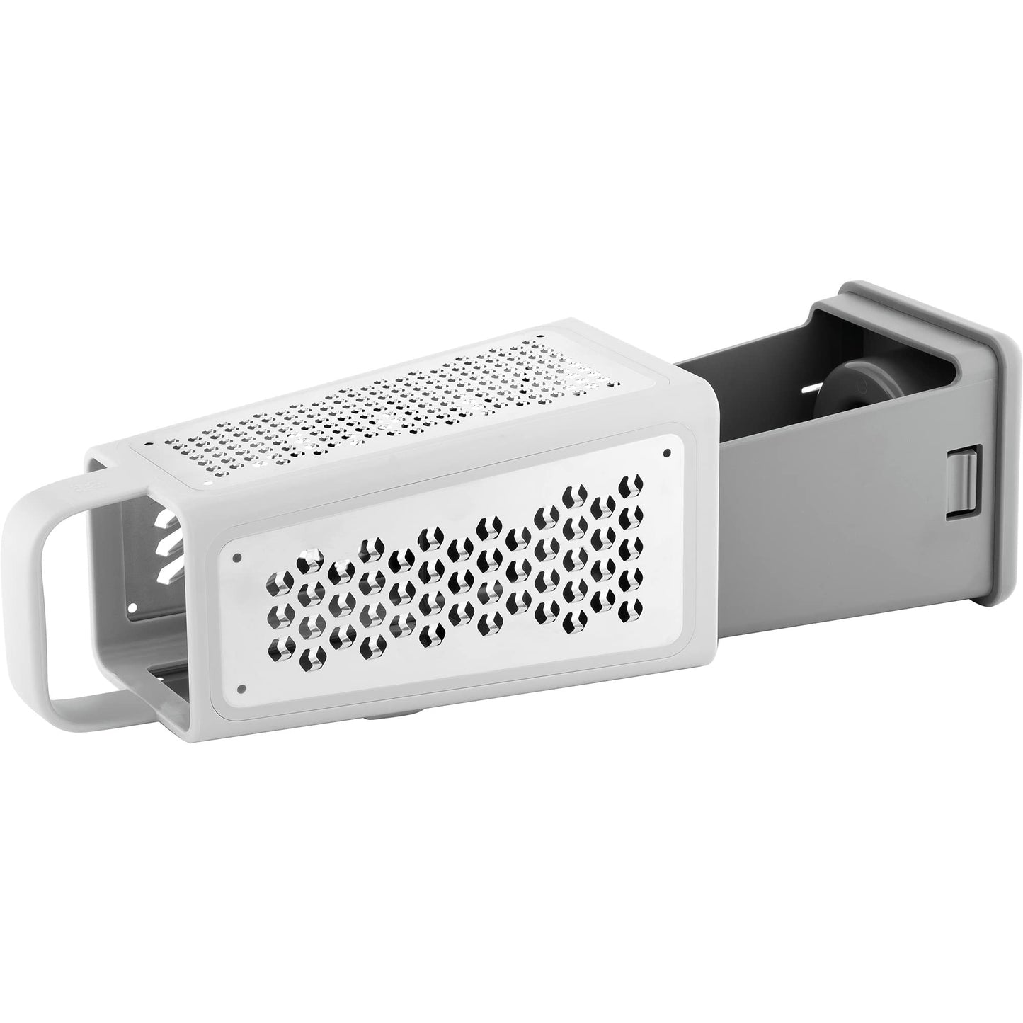 ZWILLING Z-Cut Tower Multifunctional Box Grater, Faster Grating Technology, Cheese Grater, Zester, Garlic grater, Slicer, Rasp Grater and more, Gray