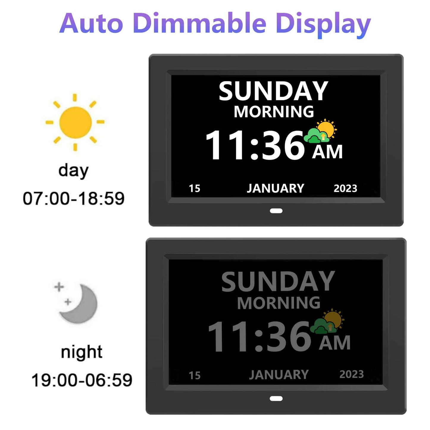LXBYJKJ 11 Inch Digital Clock with Day and Date for Elderly Alzheimer's Clock Customizable Alarms 3 Display Modes Large Font Alarm Clock for Seniors Auto DST