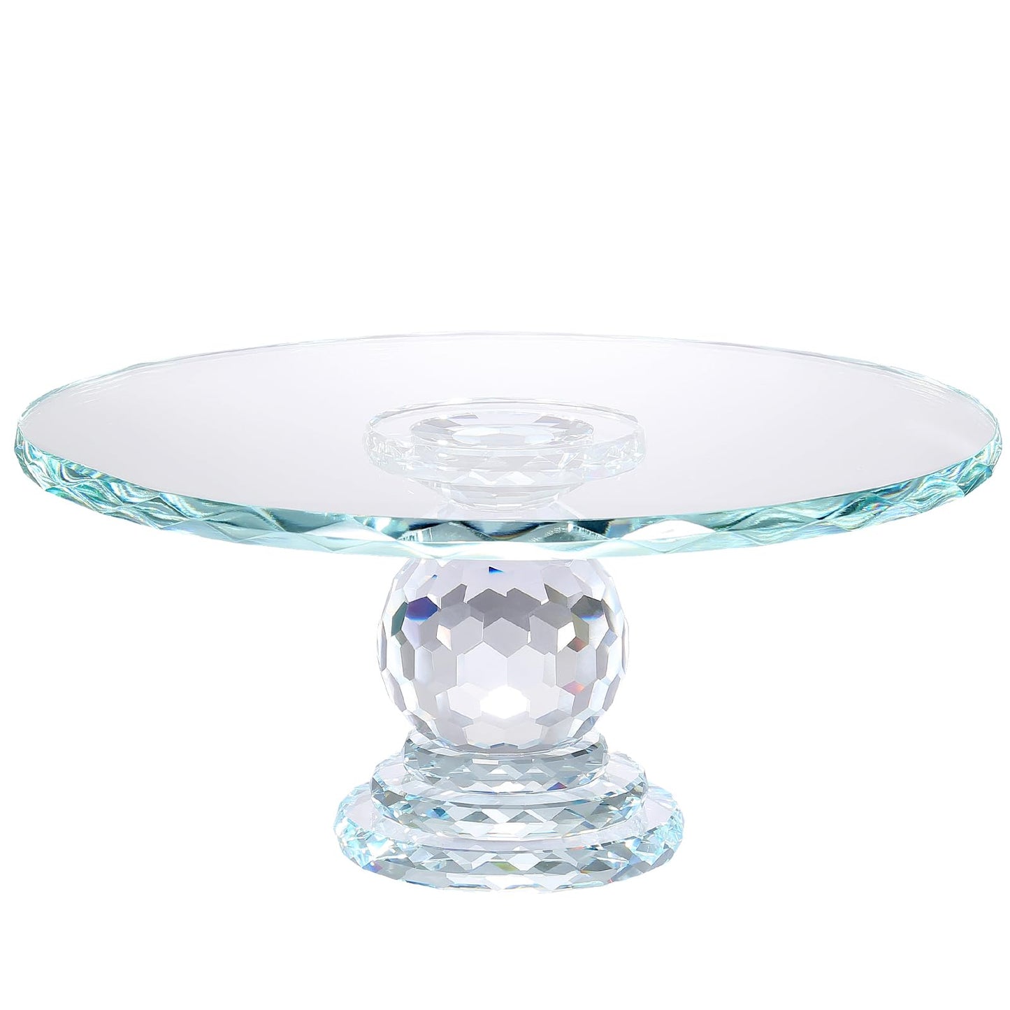 Uten Crystal Glass Cake Stand, 11'' Cake Display Stand, Crystal Glass Fruit Plate, Clear Cake Stand, Display Desserts Holder for Wedding Cakes Serving Platters