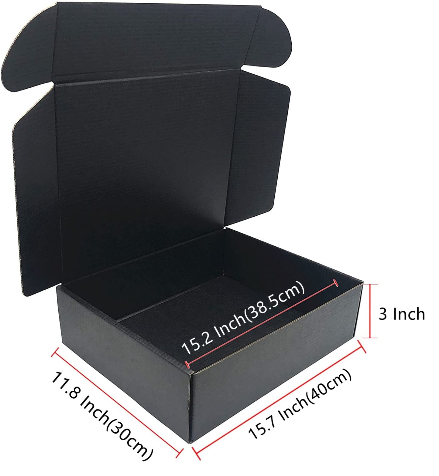Black Cardboard Shipping Box 15.7x11.8x3.1 Inch Corrugated Packaging Storage Boxes 15 Pack (Inside Size: 15.2 x 11.6 x 3")