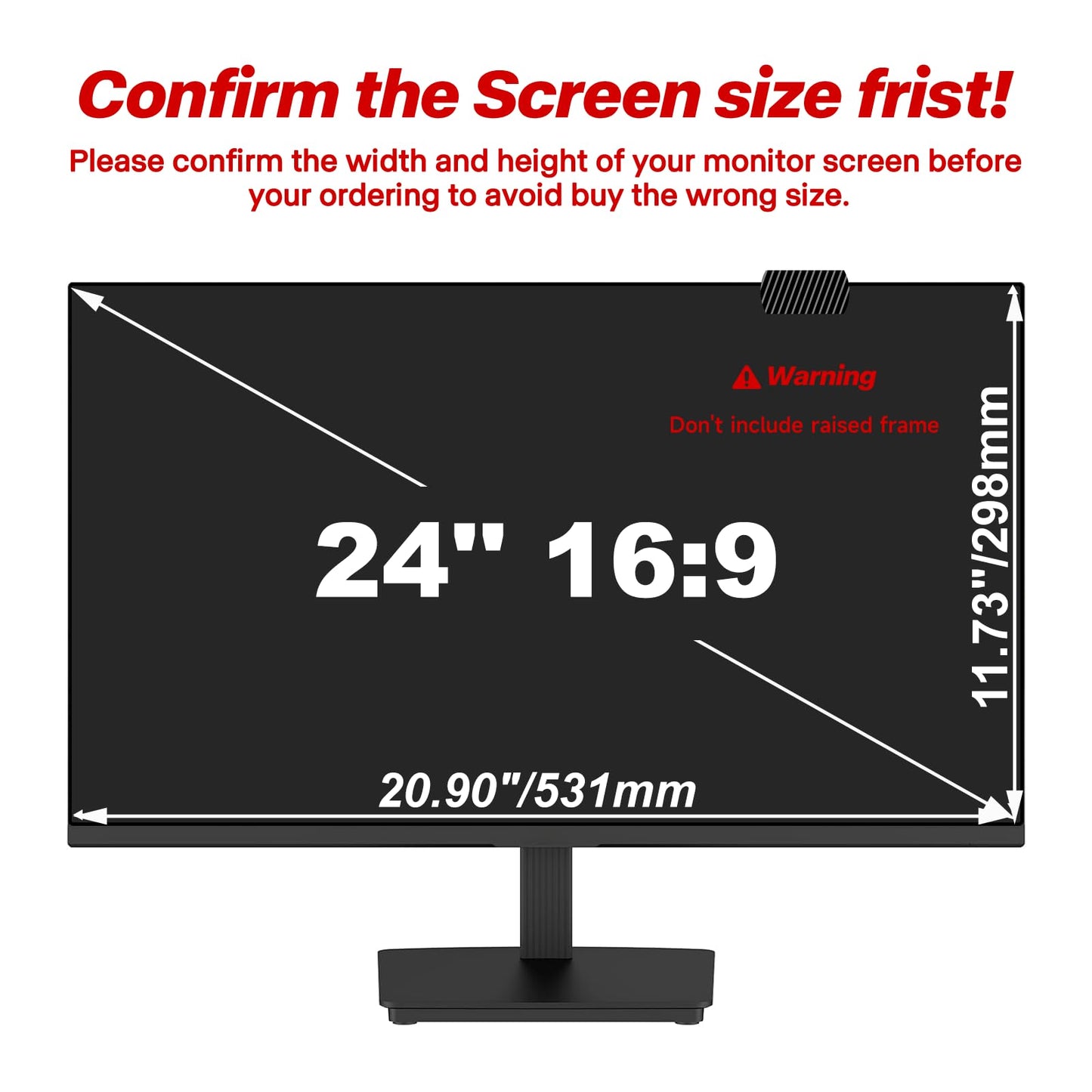 Ceydebne 24 Inch Privacy Screen for Monitor with 16:9 Widescreen Monitor Blue Light Screen Protector - Anti-Glare - Anti-Scratch Protector Film for Data Confidentiality Privacy Shield [2 Pack]