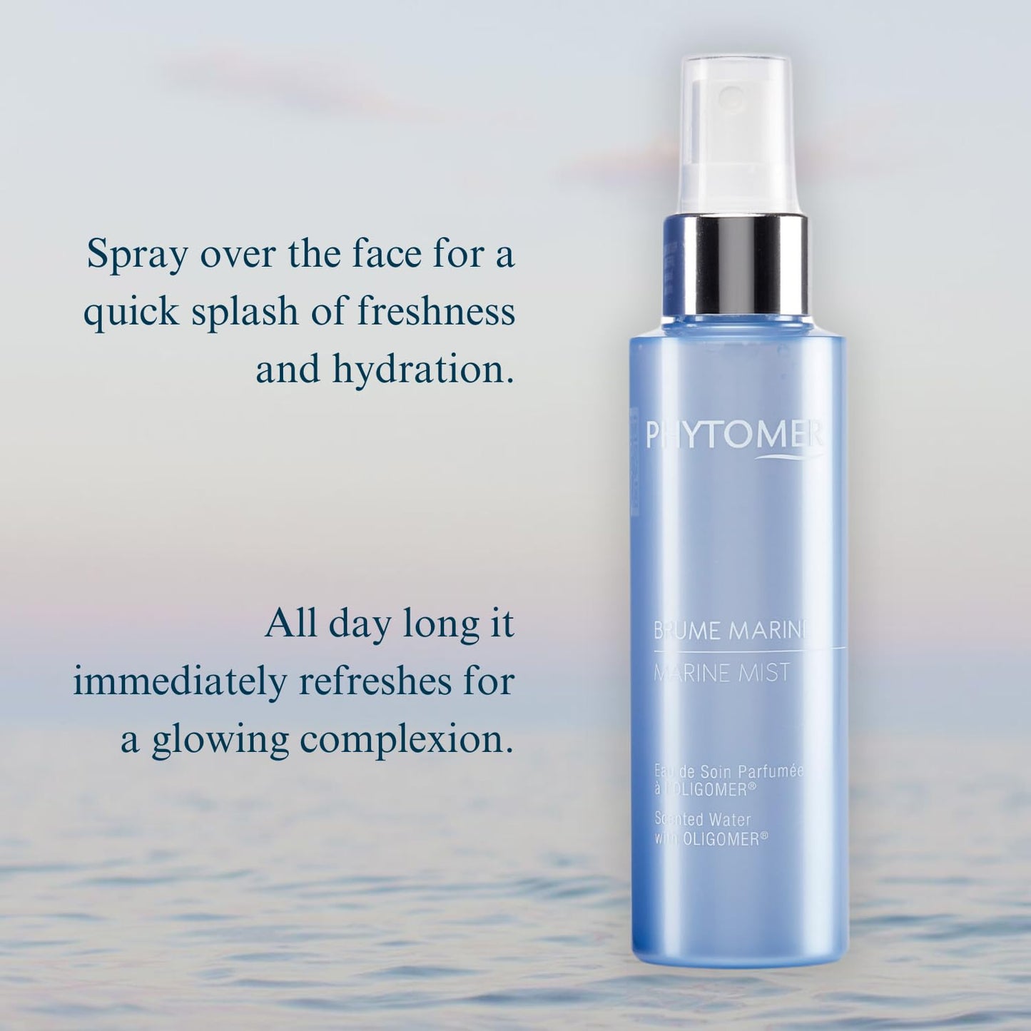 PHYTOMER Marine Mist Scented Face & Body Spray (3.3 fl oz) | Refreshing Facial Spray for Quick Hydration Boost | Daily Complexion Prep, Makeup Setting Mist