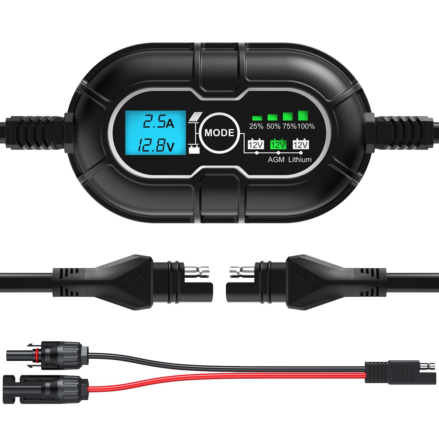 SUNER POWER 10 Amp 12V MPPT Solar Charge Controller, LCD Display + State-of-Charge, 10A Solar Panel Regulator with Temp Sensor for 12Volt Lead-Acid, AGM, Gel, Flooded and Lithium LiFePO4 Battery