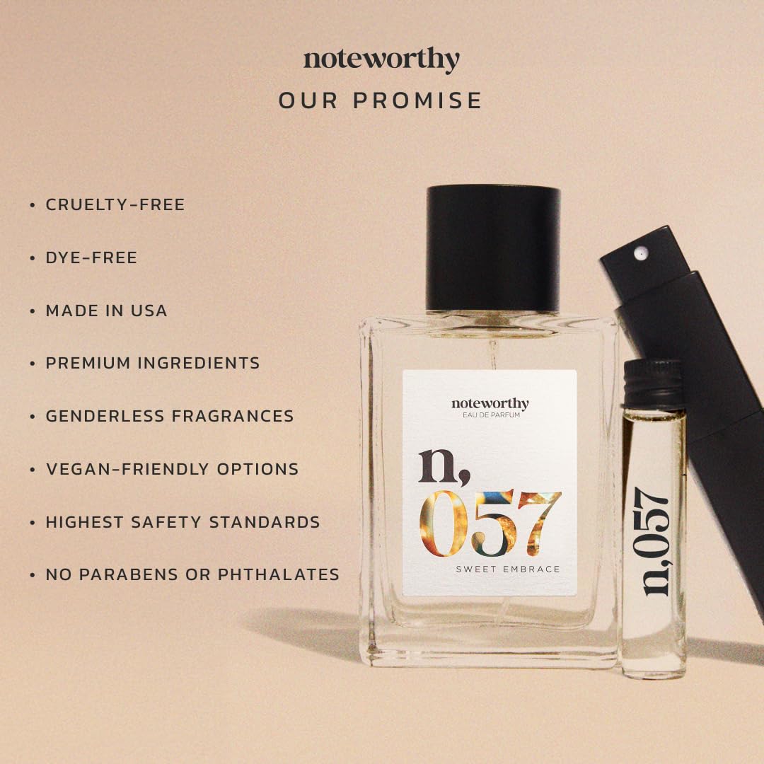 Noteworthy n,057 Sweet Embrace Eau De Parfum – Vanilla, Passionfruit, Tonka Bean | Sophisticated, Warm Fragrance for Any Occasion | Long-lasting Unisex Perfume for Women & Men (50ml)