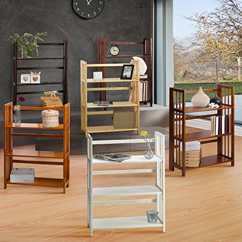 Casual Home 3 Shelf Folding Stackable Bookcase, 27.5" Wide, Espresso