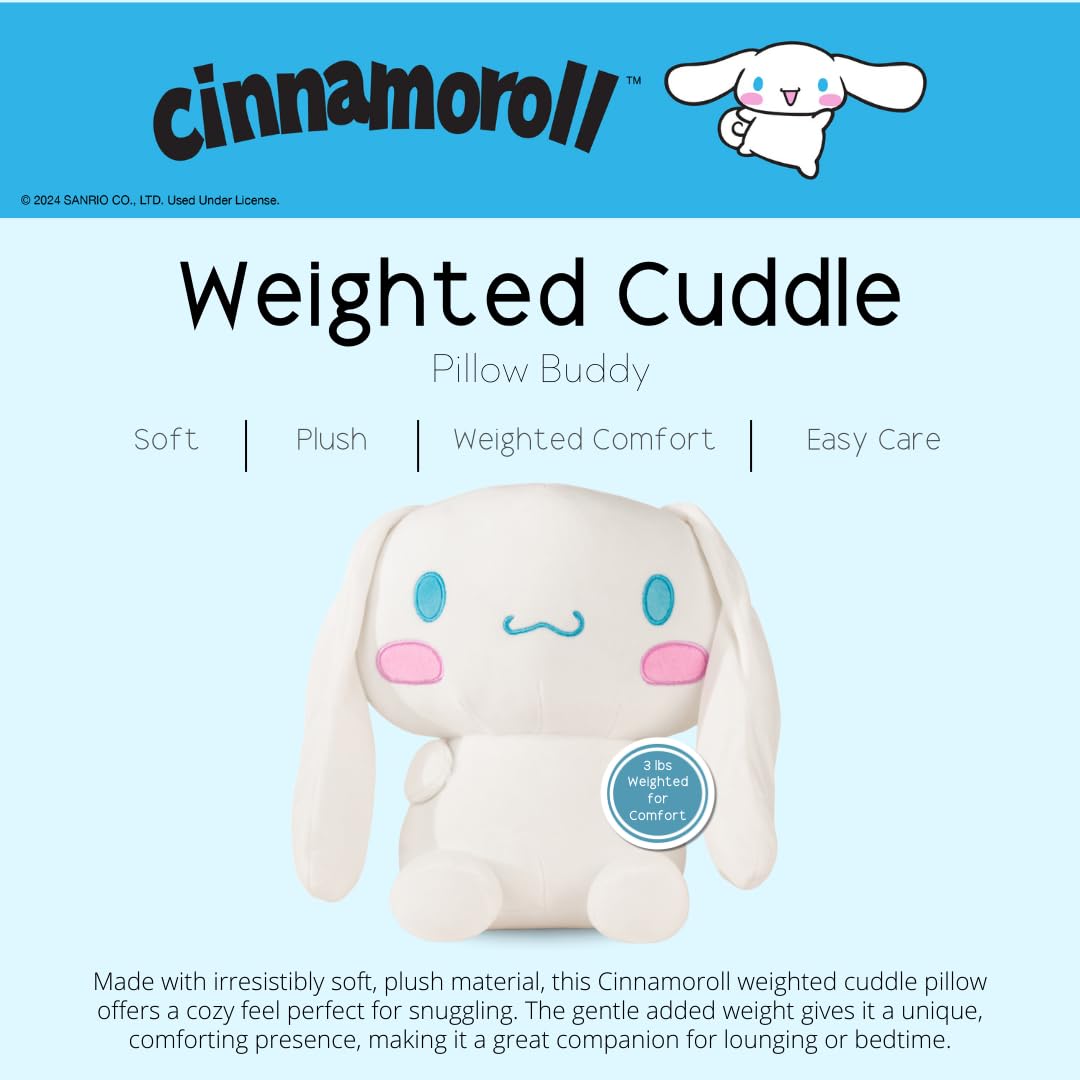 Franco Calm Cinnamoroll Bedding Super Soft Calming 3Lb Weighted Cuddle Pillow Buddy, Comfort Pillow, (Officially Licensed Product)