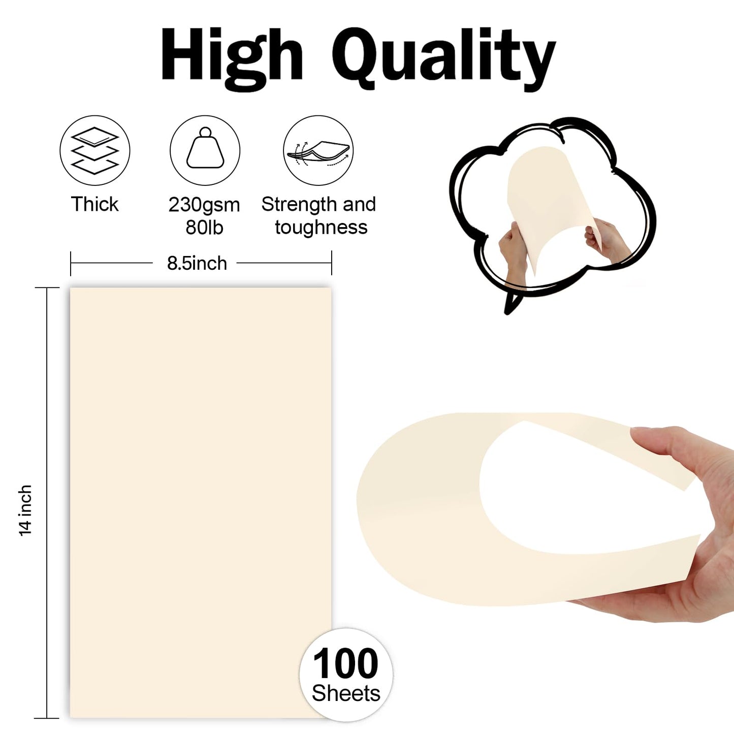 8.5x14 Cream Cardstock Blank Cover Stock Thick Paper 100 Sheets, Goefun 80lb Heavyweight Legal Cardstock Printer Paper For Arts and Crafts, Posters, Brochures, Menus