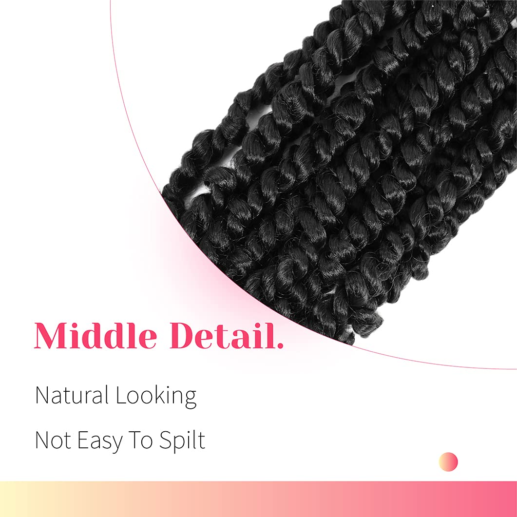 BOHOBABE Long Pre-twisted Passion Twist Crochet Hair 30 Inch Pre-looped Crochet Passion Twist Braiding Hair 8 Packs (1B)