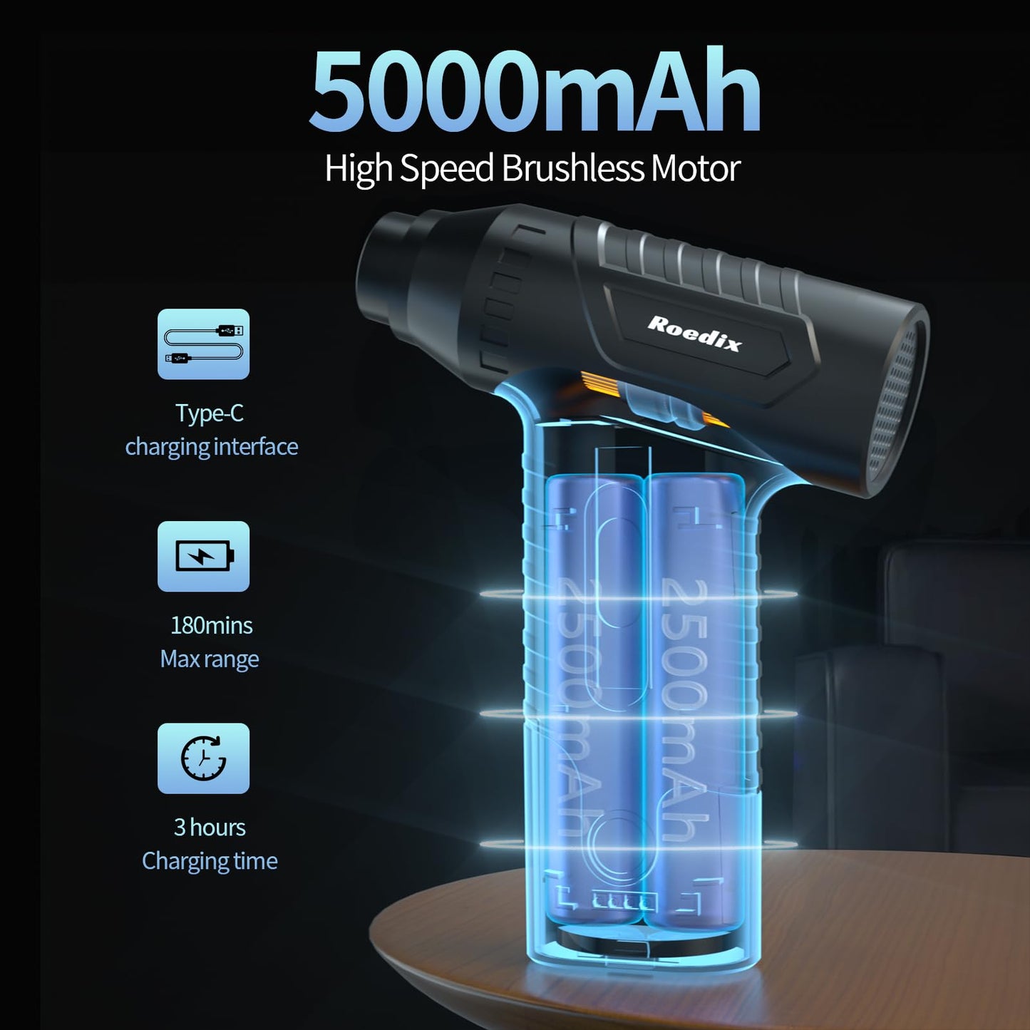 Compressed Air Duster, New Upgrade 300000RPM Electric Air Duster, Powerful Replace Compressed Air Can - No Canned Air, Jet Dry Blower Portable Air Blower for Computer Clean, Keyboard, Car Dry, Home.