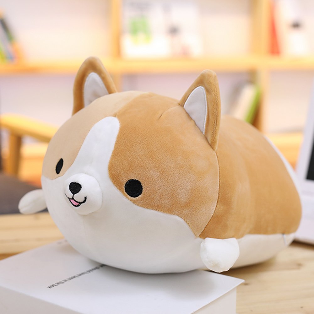 (45cm , Brown) - Levenkeness Corgi Dog Plush Pillow, Soft Cute Shiba Inu Akita Stuffed Animals Toy Gifts (brown, 45cm )