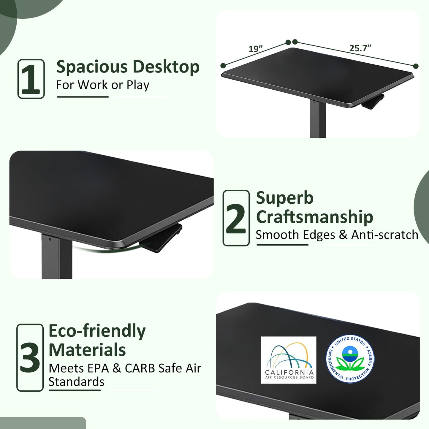 SageNest Adjustable Mobile Standing Desk, Rolling Sit-Stand Laptop Desk with Locking Wheels, Compact Portable Computer Table for Home Office or Dorm, Black