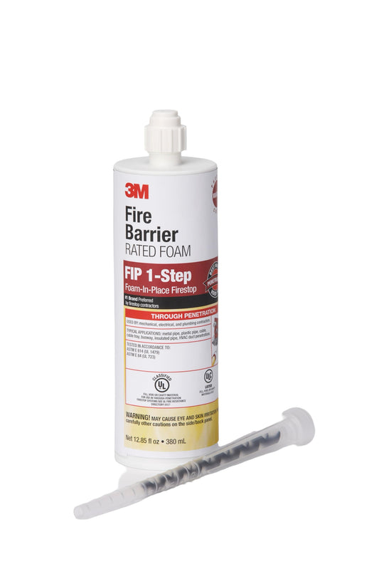 3M Fire Barrier Rated Foam FIP 1-Step, Maroon Color, 1-Step, Two-Part Urethane, Intumescent Foam, 12.85 Fl Oz Cartridge with 1 Nozzle