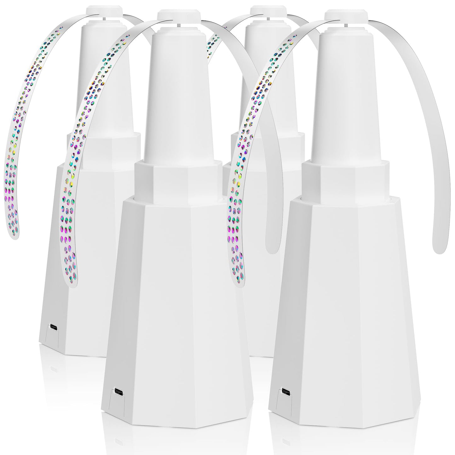 4-Pack Rechargeable Fly Fans for Tables Up to 10-Hour Working Time, Indoor Outdoor Mute Food Fans to Keep Flies Away, Retractable Table Fans with Hook for Home Restaurant Party Picnic Patio, White