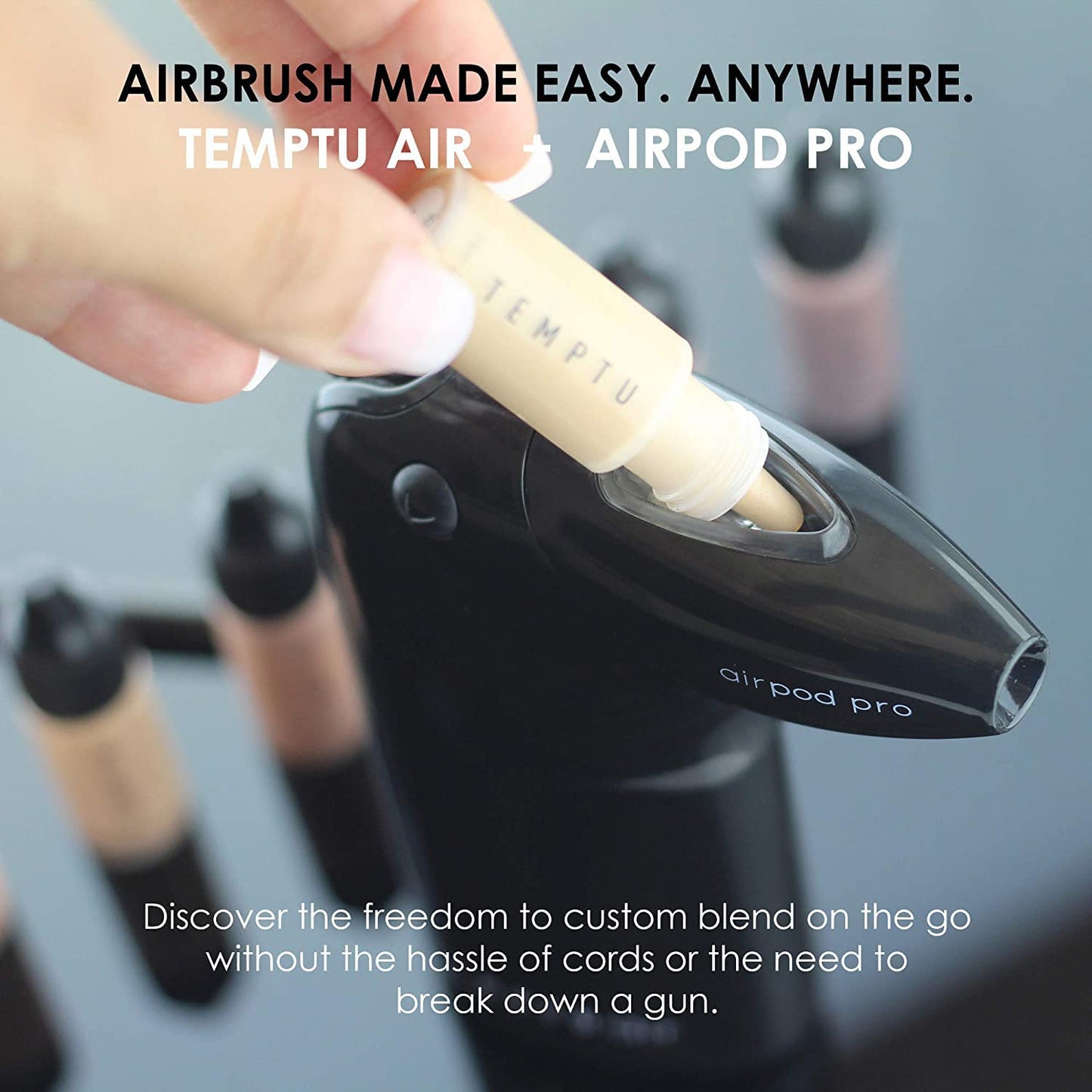TEMPTU Airpod Pro - Reusable, Refillable Makeup Cartridge for Custom Blending and Mixing Colors – Premium, Professional Airbrush Makeup Accessories - Professional Airbrush Equipment